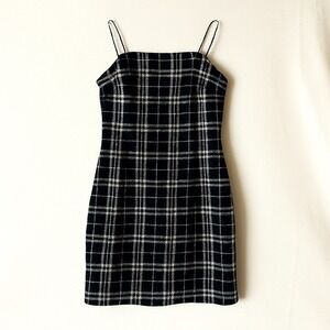 SHEIN Black Plaid Mini Dress Sleeveless Bodycon‎ Party Cocktail Women's S